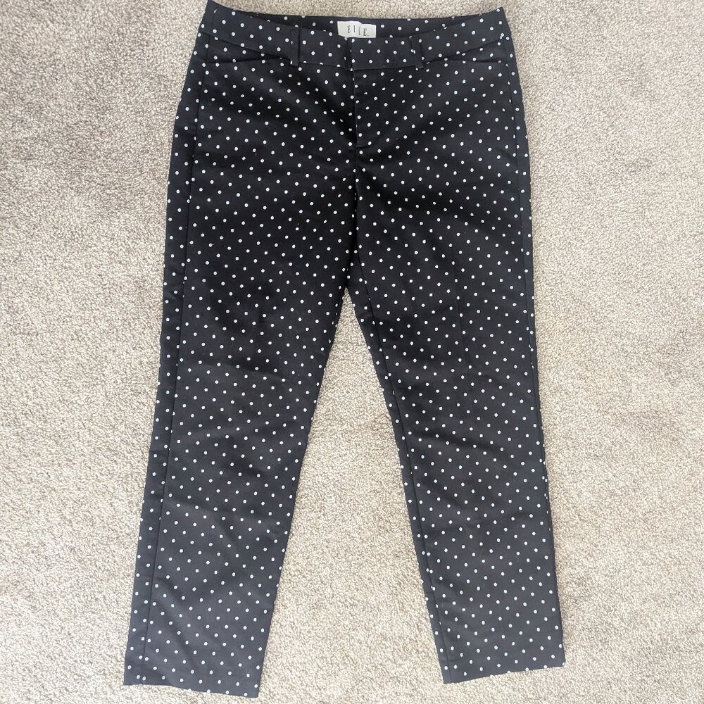 Elle Women's Polka Dot Casual Ankle Pant - Size 6 - EUC